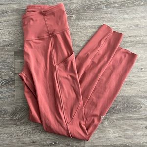 Lululemon Fast and Free leggings tights cherry tint pink Nulux